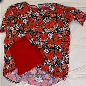Floral Irma top and red legging